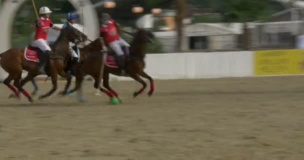 Giocatori di polo durante una partita di polo alla Hublot Polo Cup il 17 luglio 2015 ad Ascona, Svizzera . — Video Stock