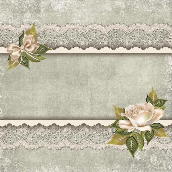 Vintage background with flowers, lace and free space for your photos or text. — Stock Photo, Image