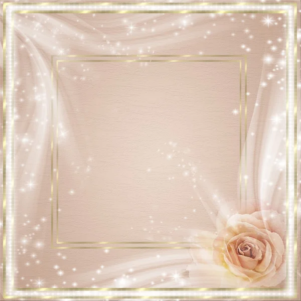 Beautiful beige card with rose. — Stock Photo, Image