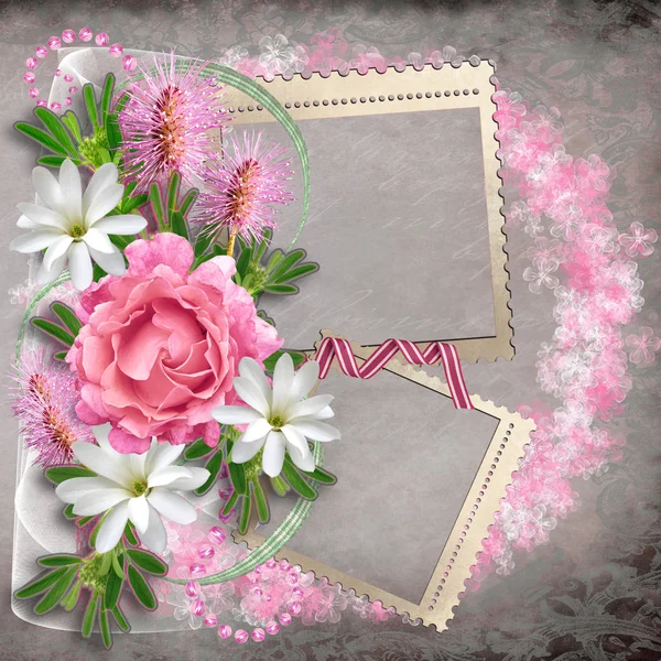 Ilustração floral com o quadro para a sua edição . — Fotografia de Stock