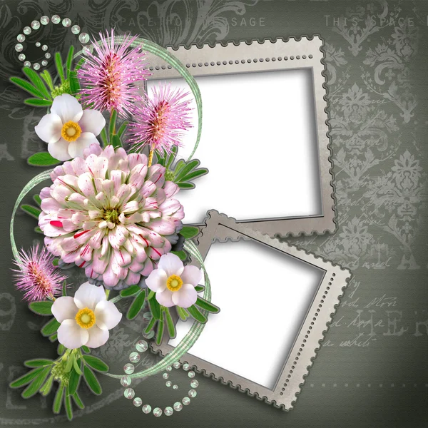 Ilustración floral con el marco para su edición . — Foto de Stock