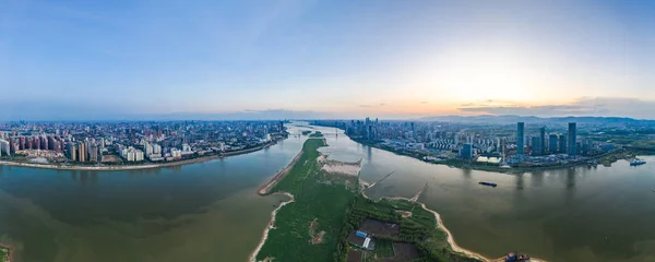 Podwyższony Widok Panoramiczny Port Architekturę Przybrzeżną — Zdjęcie stockowe