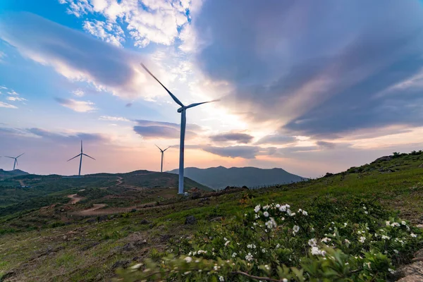 Beautiful Landscape Windmills Cloudy Sky — Stock Photo, Image