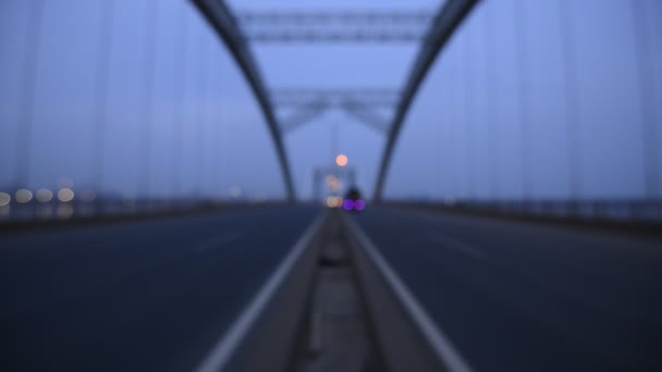 Vista notturna del ponte e della città a Shanghai Cina — Video Stock