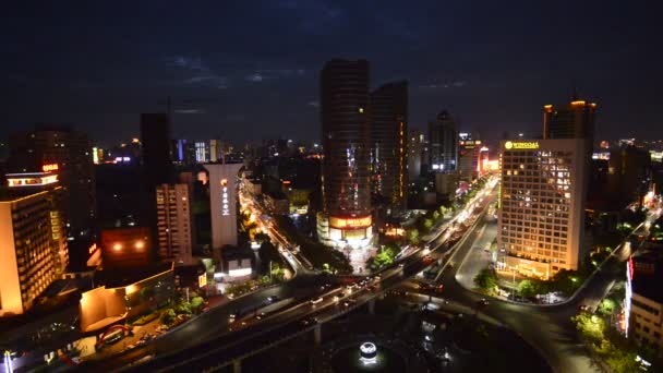 Pemandangan malam jembatan dan kota di shanghai china — Stok Video