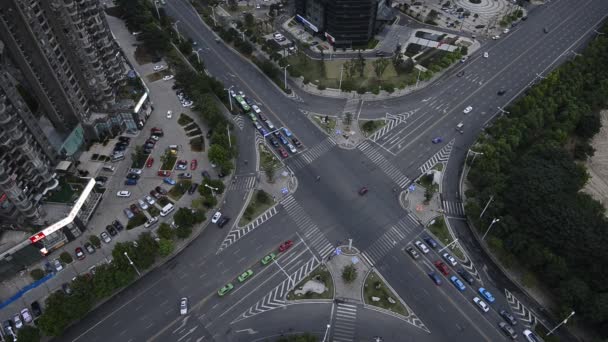 Şangay 'daki köprü ve şehir gece görüşü — Stok video