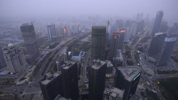 Widok nocny na most i miasto w Szanghaju Chiny — Wideo stockowe