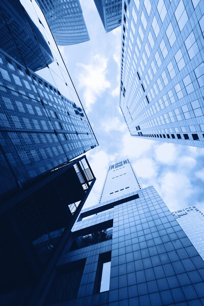 The airplane with the city scene background