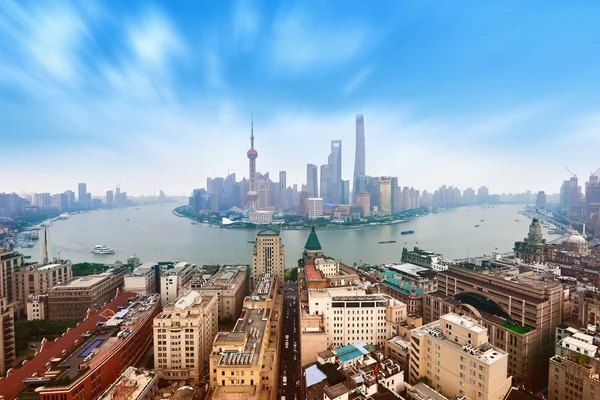 Moderne stad bij zonsopgang, shanghai skyline — Stockfoto