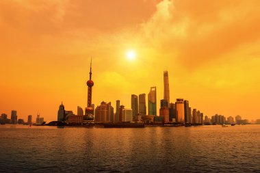 sunrise, modern şehir manzarası shanghai