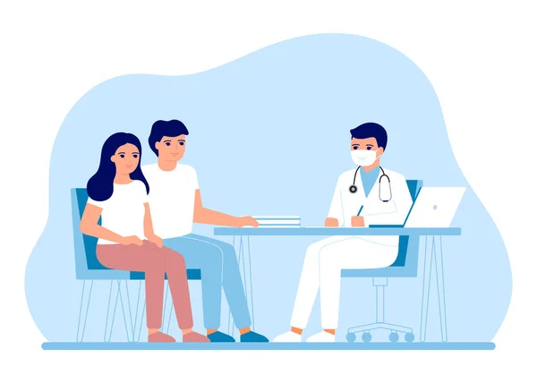 Klinikteki kadın ve erkek danışmanlık bürosunda. Tıbbi aile tavsiyesi, doktor denetimi. Çocuksuzluk, hamileliği planlama. Sağlığı korumak için önlem ve tedavi. Vektör düzlüğü