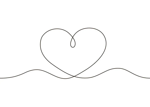 Love heart. Continuous editable black line drawing of heart, illustration of love concept. Help, care, support together, valentines day. Vector illustration — Archivo Imágenes Vectoriales