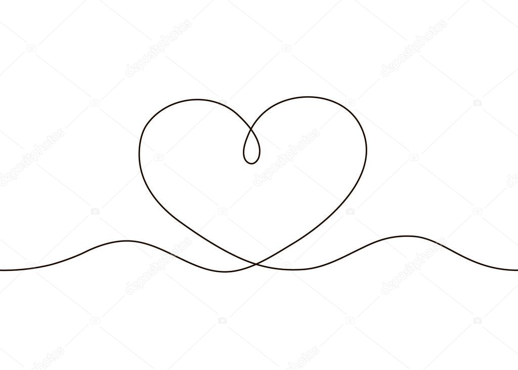 Love heart. Continuous editable black line drawing of heart, illustration of love concept. Help, care, support together, valentines day. Vector illustration