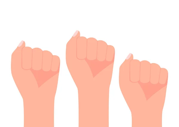 グループの人々は、抗議に署名拳を挙げた。強さ、強い女の子のパワーコンセプト。ベクターイラスト — ストックベクタ