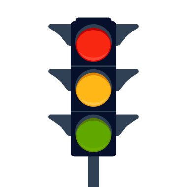 Yol üzerindeki trafik ışığına sinyal ver, trafik ışığı. Yön, kontrol, düzenleme nakliyesi ve yaya. Vektör illüstrasyonu