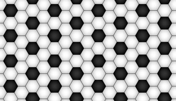 运动足球或足球用的角球无缝图案 由重复五边形构成的黑白几何背景 向量平面 — 图库矢量图片