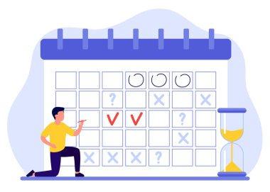 İnsanoğlu program yapar, plan yapar, takvimi doldurur. Erkeğin planları, işaretleme tarihleri, teslim tarihleri vardır. Çevrimiçi planlayıcı Vektörü