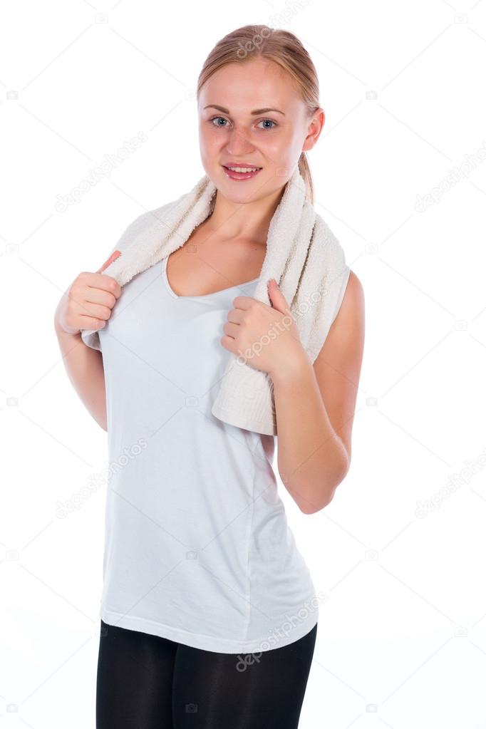 nice girl holding a towel