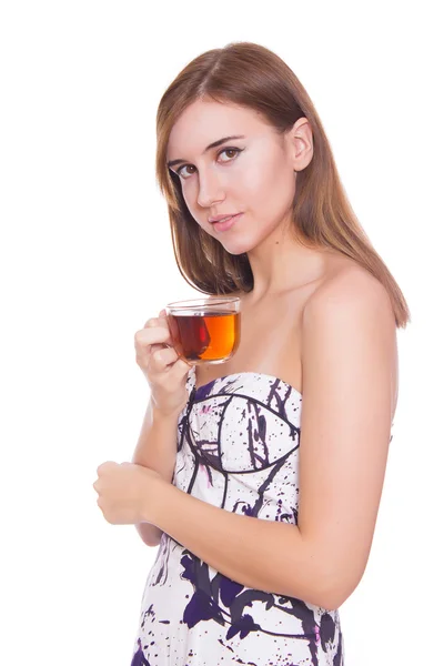Женщина с чашкой чая — стоковое фото