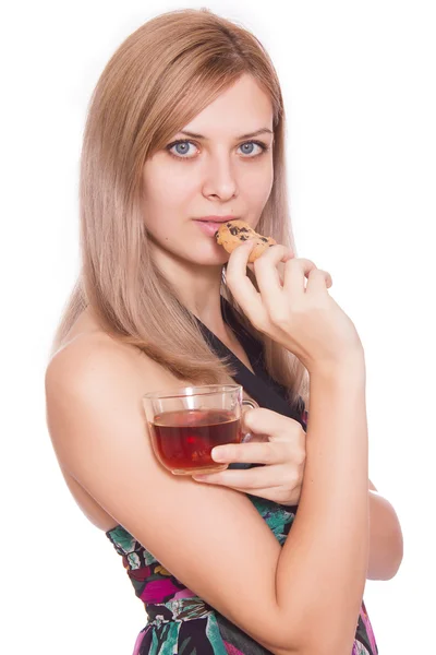 Portrait of woman with tea cup — Stock Photo, Image