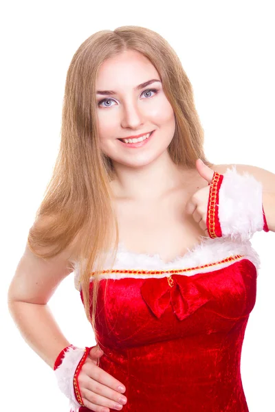 Menina sexy bonita usando roupas de Papai Noel — Fotografia de Stock