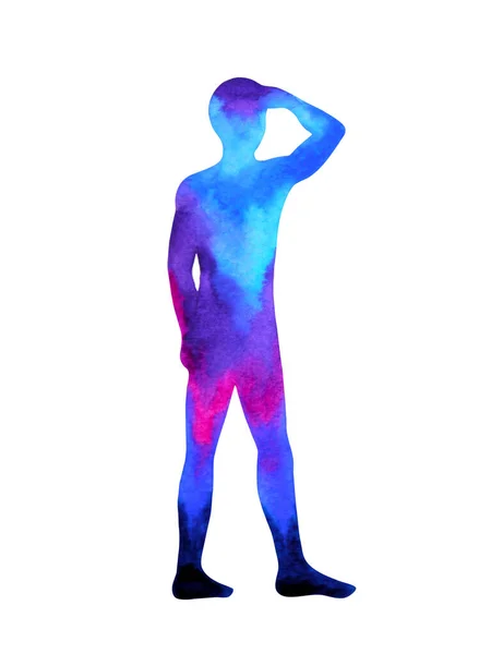 Human Standing Hand Pose Abstract Body Watercolor Painting Hand Drawing — Stock Photo, Image
