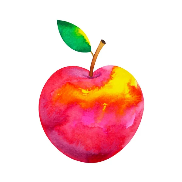 Art Red Apple Watercolor Paintig Illustration Design Drawing Clipping Path — Stock Photo, Image