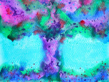 soyut sanat rengarenk ağaç ormanı fantezi suluboya resim çizim el çizimi