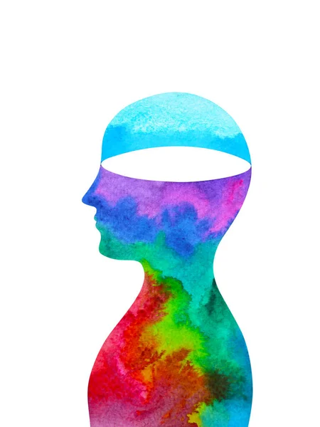 Menschlicher Kopf Raum Geist Spirituell Abstrakt Aquarell Malerei Illustration Design — Stockfoto