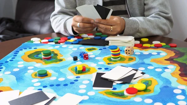 Menschen Freunde Familie Spielen Brettspiel Zusammen Spaß Freizeit Illustration Design — Stockfoto