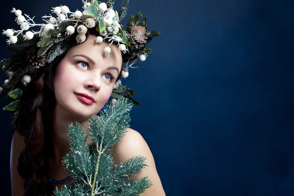 Beauté de Noël woman.Holyday maquillage. Faux cils, art chr — Photo