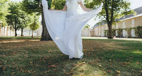 Elegant bride wearing vintage wedding dress. Wedding agency concept.