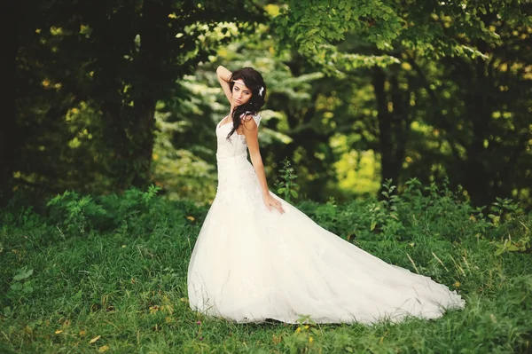 Wedding picture of happy bride.