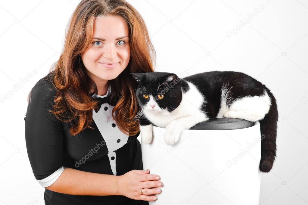 Beau Chat Noir Et Blanc Britannique Photographie