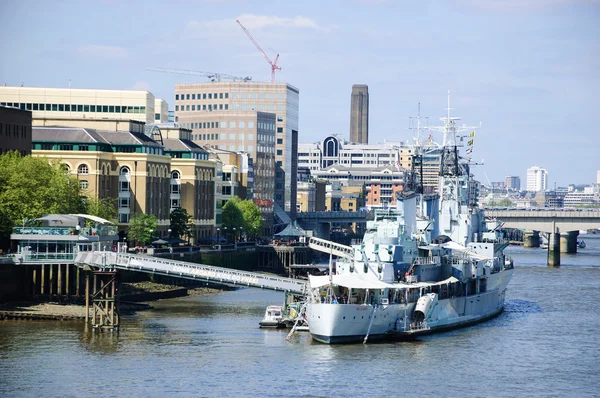 HMS Belfast  - warship Museum in London Stock Photo