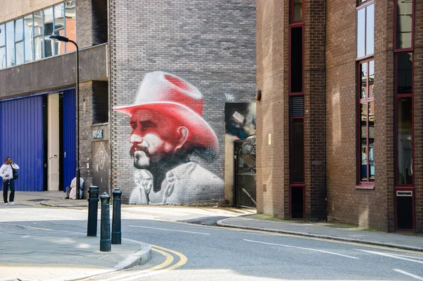 Cowboy-Graffiti an der Mauer in der Hewlett Street — Stockfoto