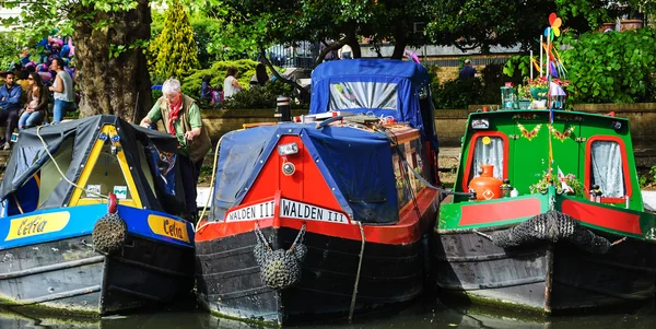 Traditional boats decorated with Teddy Bears — Stock Photo, Image