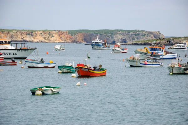 SAGRES, PORTUGAL - MAY 3, 2015: Fishing boats in the port of Sagres in Algarve region. Fishing tours in the area are proposed to the tourists