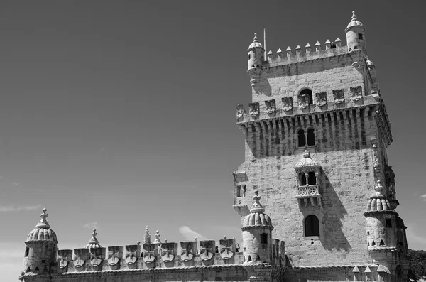 Torre Belem. Lisboa, Portugal. Blanco y negro . — Foto de Stock