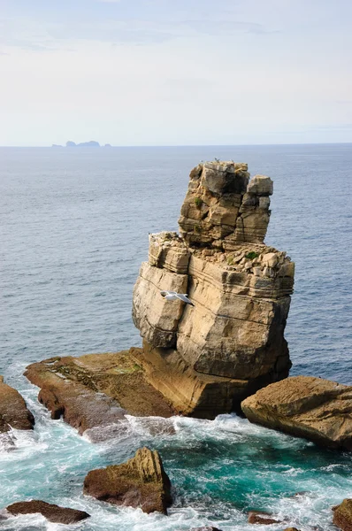 Piękne kamienie w wodzie. Wybrzeże Atlantyku w pobliżu Peniche (Portugalia). — Zdjęcie stockowe