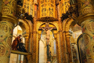 Tomar, Portekiz - 28 Nisan 2015: Haç İsa sipariş manastırda. Bu Portekizce önemli Unesco Dünya Mirası 1983 yılından bu yana anıtıdır.