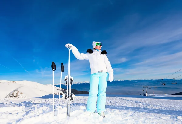 Middle-aged woman skier — Stock Photo, Image