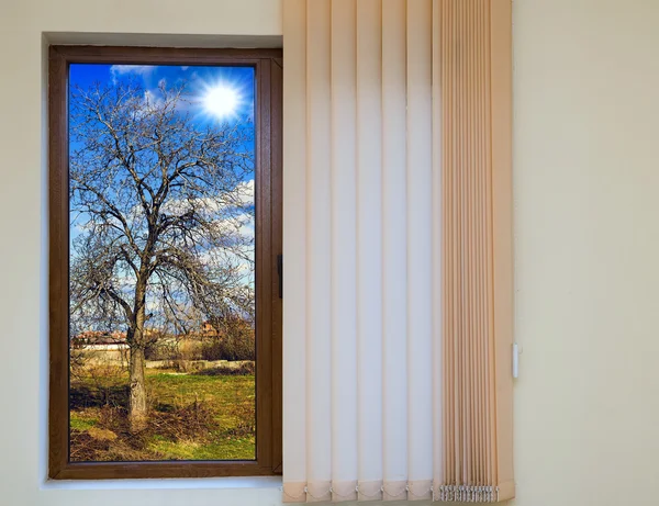 View from the window with blinds — Stock Photo, Image