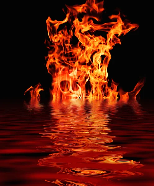 Raging flames red fire black background — Stock Photo, Image