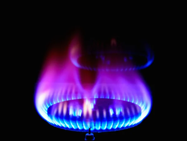 キッチンのガス バーナー火炎 — ストック写真