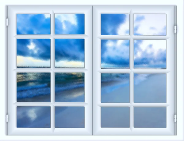 Sea sunset from the window — Stock Photo, Image
