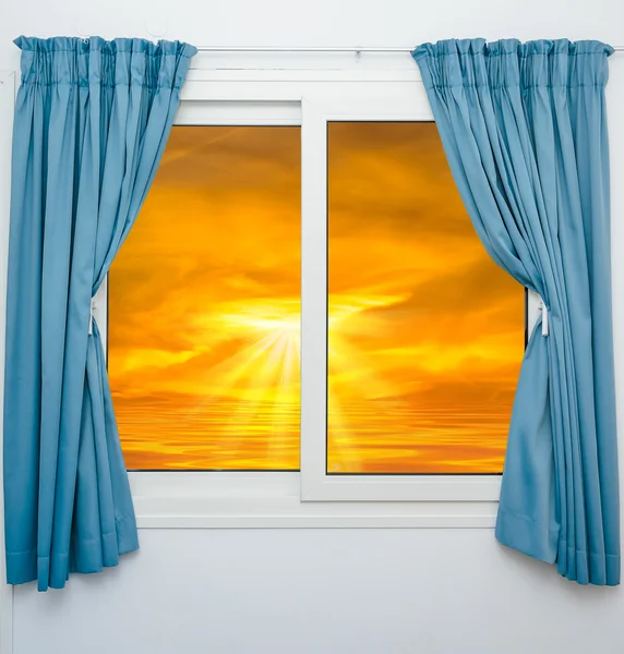 Open window cloud sun — Stock Photo, Image