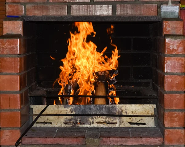 Vlam brand open haard — Stockfoto