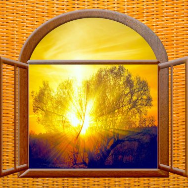 Pencereden gün doğumu görünümü