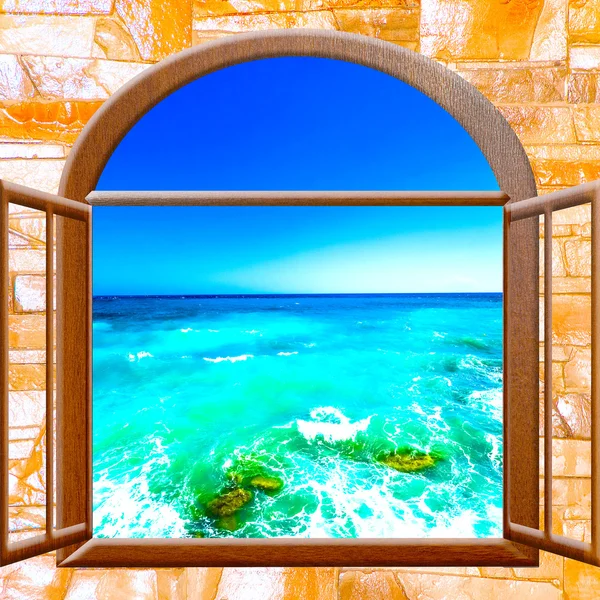 Ocean view window — Stock Photo, Image